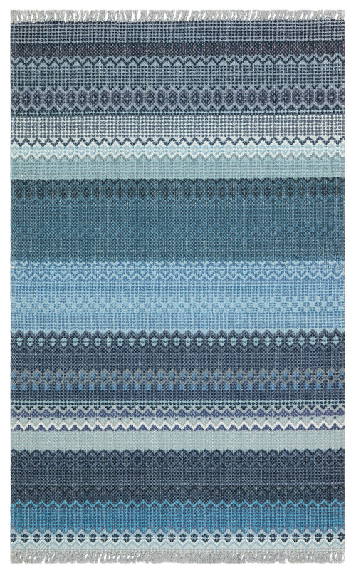 Grey Striped Area Rug - Washable Non Slip Cotton Area Rug with Fringed Edges
