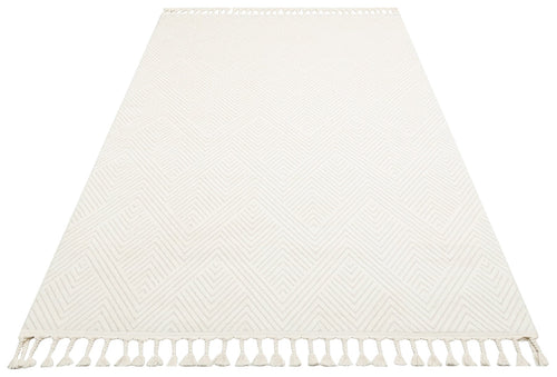 Paola White Geometric Machine Made Area Rug