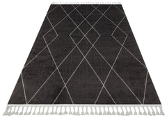 Pembroke Black Geometric Machine Made Area Rug