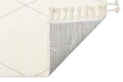 Qrendi White Geometric Machine Made Area Rug