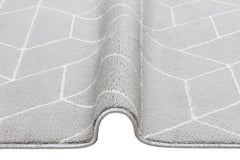 Grey Geometric Area Rug - Modern Machine Made Carpet With Ethnic Pattern Design