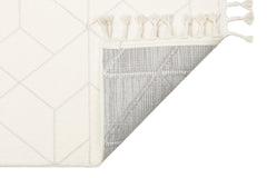 White Geometric Rug – Modern Area Rug With Ethnic Pattern, Soft Textured Carpet