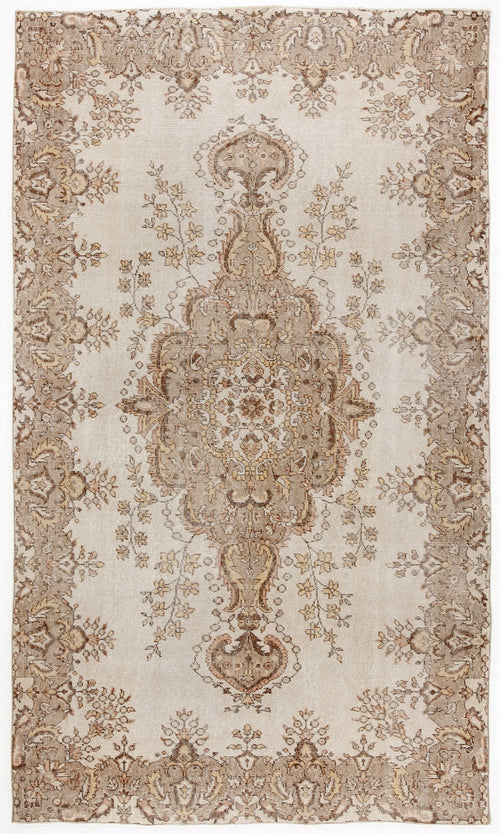Atina Beige Vintage Wool Handmade Area Rug 5'3" x 9'1"