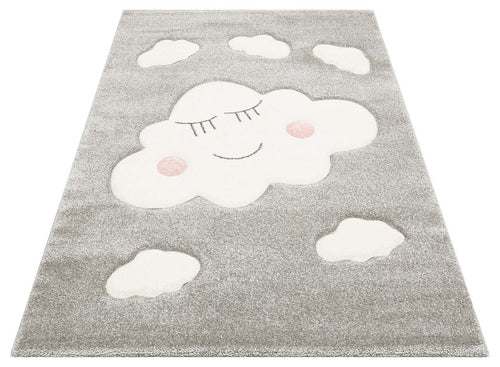 Kids Grey Rug – Soft Texture Washable Non Slip Figured Pattern Carpet