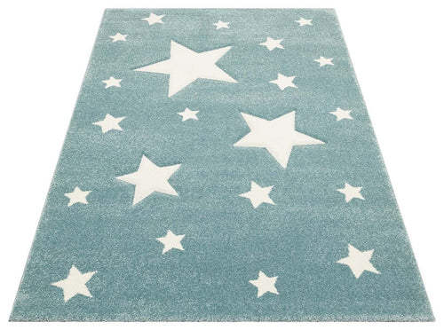 Kids Blue Star Rug – Soft Texture, Non Slip, Washable Children's Playroom Carpet