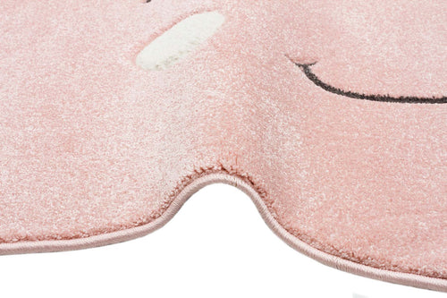 Pink Kids Rug - Soft Texture Cloud Shape Non Slip Washable Carpet
