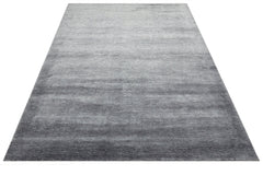 Handmade Wool Viscose Rug – Modern Grey Soft Wool Carpet With Plain Pattern