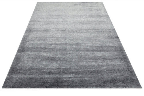 Handmade Wool Viscose Rug – Modern Grey Soft Wool Carpet With Plain Pattern