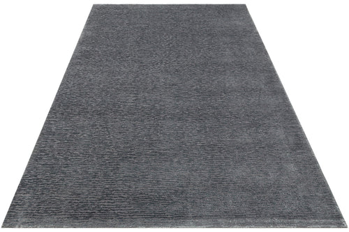 Handmade Wool Viscose Rug – Modern Grey Soft Wool Carpet With Plain Pattern