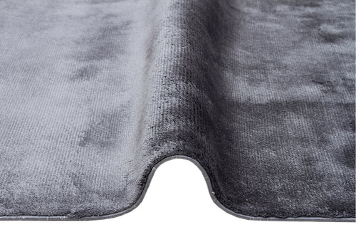 Como Anthracite Modern Flat Viscose Ushak Rug