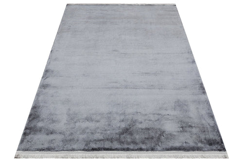 Como Anthracite Modern Flat Viscose Ushak Rug