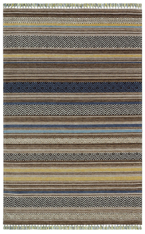 Blue Striped Kilim - Modern Woven Rug | Washable Non Slip Soft Textured Carpet