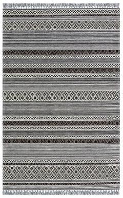 Washable Modern Kilim - White Striped Rug | Non Slip Flatweave Area Rug