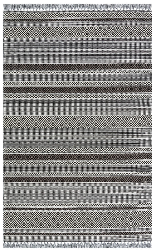 Washable Modern Kilim - White Striped Rug | Non Slip Flatweave Area Rug