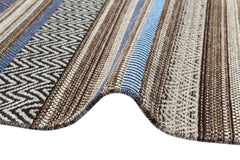 Blue Striped Kilim - Modern Woven Rug | Washable Non Slip Soft Textured Carpet