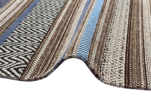 Blue Striped Kilim - Modern Woven Rug | Washable Non Slip Soft Textured Carpet