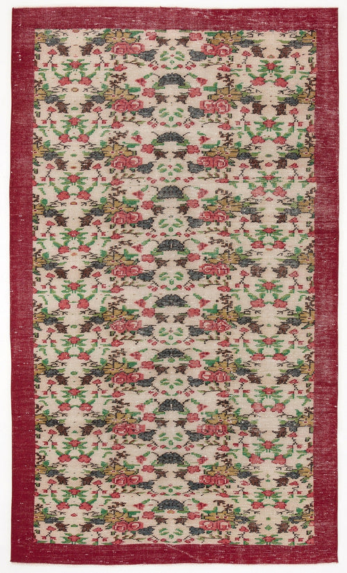 Atina Red Vintage Wool Handmade Area Rug 5'3" x 8'8"