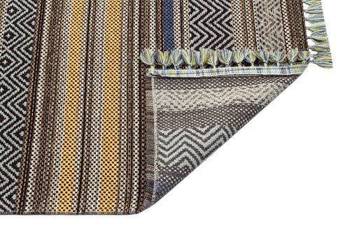 Blue Striped Kilim - Modern Woven Rug | Washable Non Slip Soft Textured Carpet