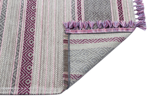 Purple Striped Kilim - Modern Woven Rug | Washable Non Slip Flatweave Carpet