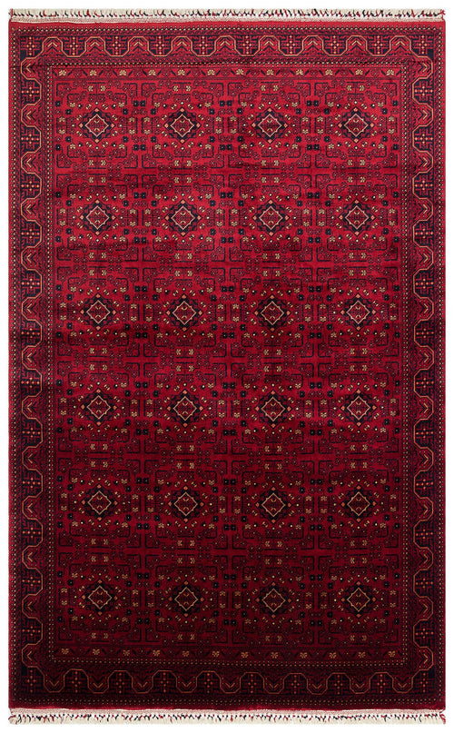 Handmade Afghan Rug – Red Flatweave Viscose Area Rug with Antislip Base