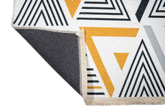 Yellow Zigzag Area Rug - Cotton Chenille Digital Print Washable Floor Rug