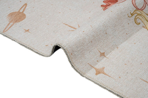 Kids Cotton Rug – White Chenille Digital Print Carpet for Playroom Comfort