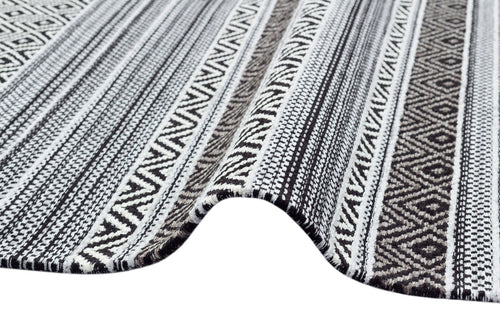 Washable Modern Kilim - White Striped Rug | Non Slip Flatweave Area Rug