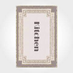 Kitchen Rug - Washable Non Slip Chenille Cotton Carpet With Cream Frame Design