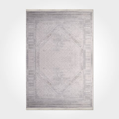 Beige Area Rug - Machine Made Rug With 12mm Pile & Laser Cut Edge Frame