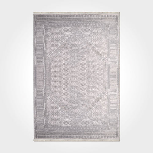 Beige Area Rug - Machine Made Rug With 12mm Pile & Laser Cut Edge Frame
