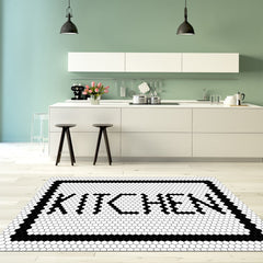 Chenille Kitchen Rug – Washable Non Slip Cotton Chenille Carpet With White Frame
