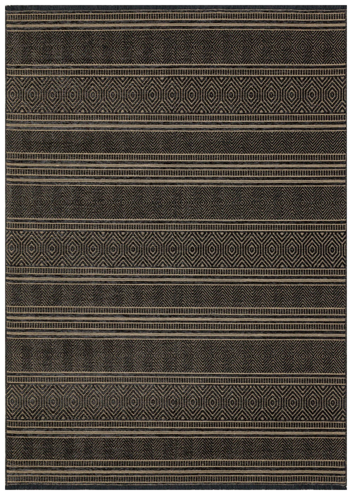 Machine Made Area Rug – Anthracite Geometric Cotton Yarn Carpet for Living Room