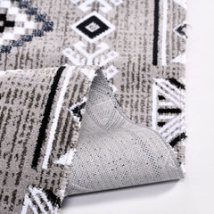 Geometric Cotton Area Rug – Machine Made Durable Latex Backing Rug with Overlocked Edge