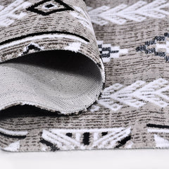 Geometric Cotton Area Rug – Machine Made Durable Latex Backing Rug with Overlocked Edge