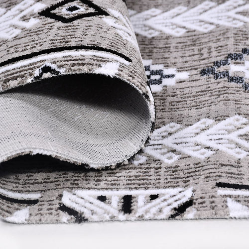 Geometric Cotton Area Rug – Machine Made Durable Latex Backing Rug with Overlocked Edge