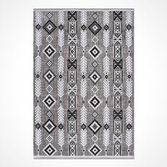 Geometric Cotton Area Rug – Machine Made Durable Latex Backing Rug with Overlocked Edge