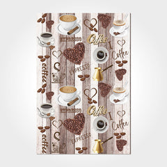 Chenille Kitchen Rug – Washable Non Slip Brown Patterned Cotton Chenille Carpet