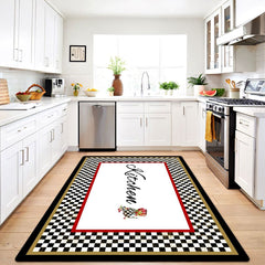 Digital Print Kitchen Rug – Washable Non Slip Chenille Cotton Carpet Mat