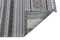 Washable Modern Kilim - White Striped Rug | Non Slip Flatweave Area Rug