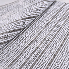 Grey Striped Area Rug - Machine Made Cotton Latex Rug with Overlocked Edge