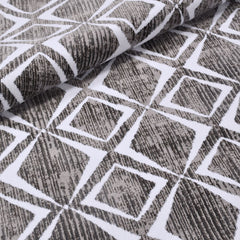 Geometric Cotton Area Rug – Machine Made Low Pile Grey Latex Backing Rug