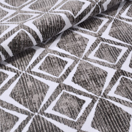 Geometric Cotton Area Rug – Machine Made Low Pile Grey Latex Backing Rug
