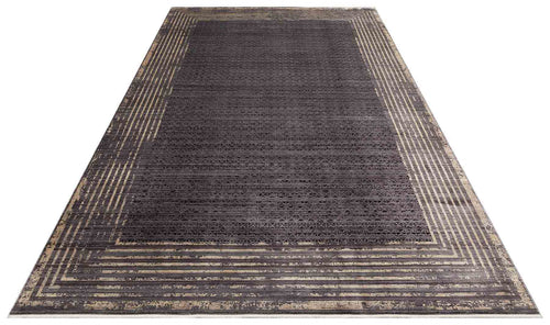 Seattle Anthracite Classic Viscose Machine Made Area Rug