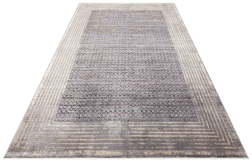 Seattle Anthracite Classic Viscose Machine Made Area Rug