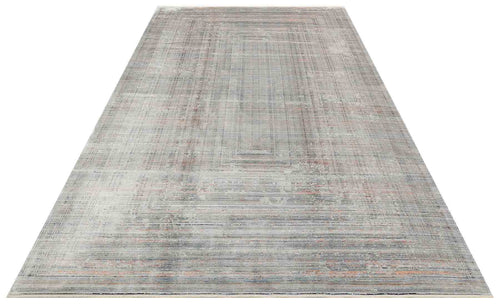 Modern Area Rug – Grey Machine Made Rug with Art Deco Frame Pattern