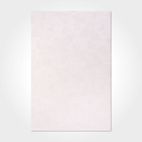 Cream Striped Area Rug – Machine Made Rug with Soft Pile, Cotton Base