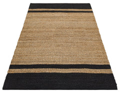 Handmade Jute Rug – Beige Striped Natural Fiber Carpet with Soft Texture