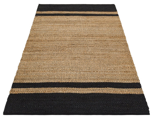 Handmade Jute Rug – Beige Striped Natural Fiber Carpet with Soft Texture