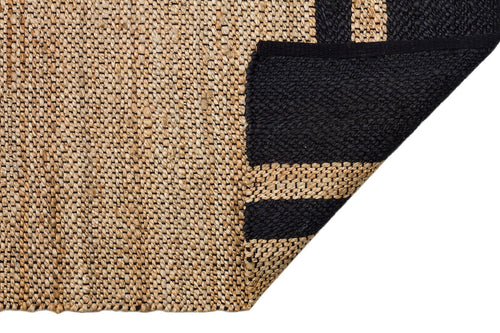 Handmade Jute Rug – Beige Striped Natural Fiber Carpet with Soft Texture