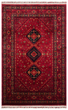 Afghan Viscose Rug - Handmade Red Classic Yağcıbedir Patterned Carpet | Eko Rugs